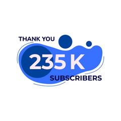 THANK YOU 235K FOLLOWERS CELEBRATION TEMPLATE BLUE COLOR DESIGN VECTOR GOOD FOR SOCIAL MEDIA, CARD , POSTER