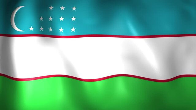 Animation of Uzbekistan flag. 4K. Uzbek flag flying, Republic of Uzbekistan flag render animation	
