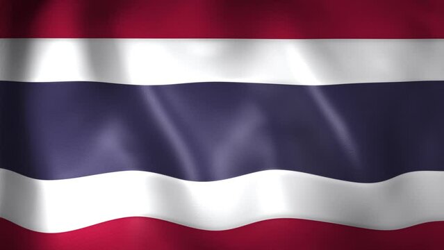 Animation of Thai flag. 4K. Thailand flag flying, Kingdom of Thailand flag render animation	