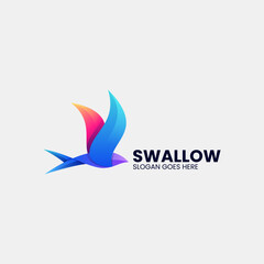 Vector Logo Illustration Swallow Gradient Colorful Style.