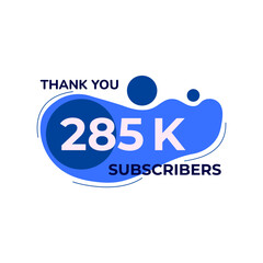 THANK YOU 285K FOLLOWERS CELEBRATION TEMPLATE BLUE COLOR DESIGN VECTOR GOOD FOR SOCIAL MEDIA, CARD , POSTER