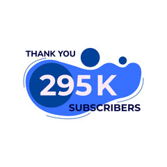 THANK YOU 295K FOLLOWERS CELEBRATION TEMPLATE BLUE COLOR DESIGN VECTOR GOOD FOR SOCIAL MEDIA, CARD , POSTER