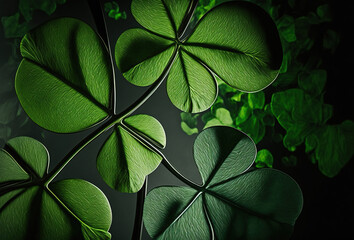 green clove leaves background, ai generative, Saint Patrick's day