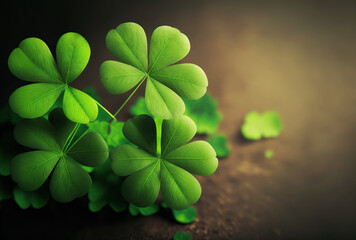 green clove leaves background, ai generative, Saint Patrick's day - obrazy, fototapety, plakaty
