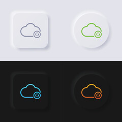 Cloud icon with Rotation arrow, Multicolor neumorphism button soft UI Design for Web design, Application UI and more, Icon set, Button, Vector.
