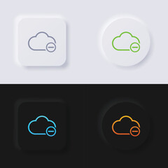 Cloud icon with minus symbol, Multicolor neumorphism button soft UI Design for Web design, Application UI and more, Icon set, Button, Vector.