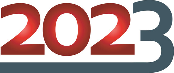 Happy New Year 2023 text design. Cover of business diary for 2023 with wishes. Brochure design template, card, banner. Vector illustration. Isolated on white background