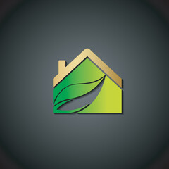 Leaf and house logo template vector design