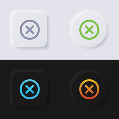 Cross icon set, Multicolor neumorphism button soft UI Design for Web design, Application UI and more, Button, Vector.