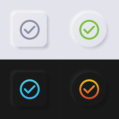 Check mark icon set, Multicolor neumorphism button soft UI Design for Web design, Application UI and more, Button, Vector.