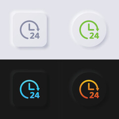 Circular arrow icon with Number 24 hour, Multicolor neumorphism button soft UI Design for Web design, Application UI and more, Button, Icon set, Vector.