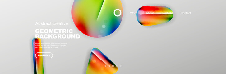 Overlapping geometric shapes background. 3D shadow effects and fluid gradients. Modern abstract forms