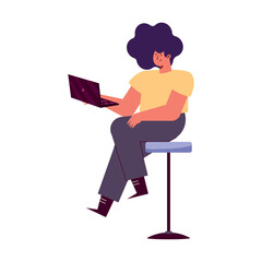 woman seated using laptop