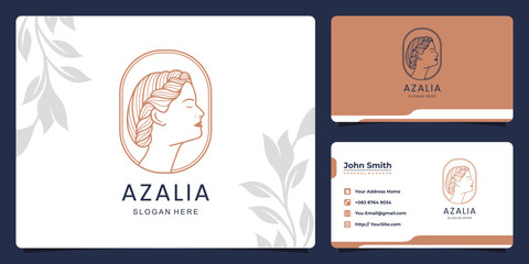 Woman beauty hair salon and spa logo design and business card