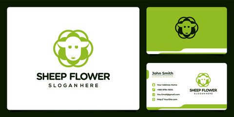 Sheep flower combine logo design and business card