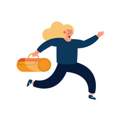 female traveler with suitcase