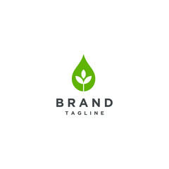 Leaves and Water Drops Icon Logo Design. Water Drops Icon With Leaf Buds Inside Logo Design.