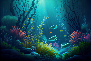 Obraz na płótnie Canvas under water scene ideal for sea and aquarium backgrounds