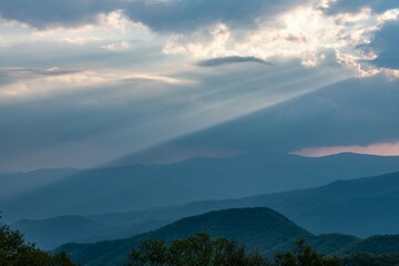 God Beams over the Smoky Mountains in Tennessee
