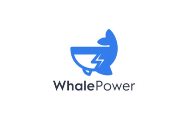 whale and power energy logo design templates