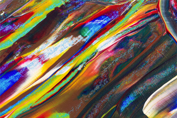 painted texture on cardboard, colored acrylic, background, paint, bright strokes, diagonal, blue, red, brown, green, yellow, orange,pattern, colorful texture