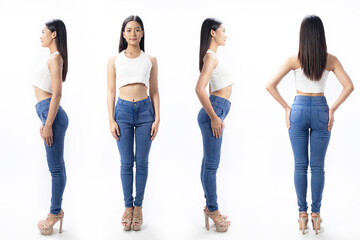Naklejka premium full body Beautiful young woman on white background
