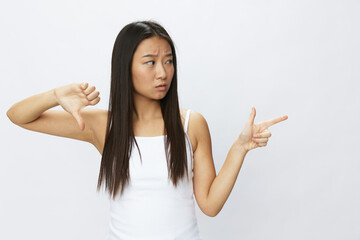 Asian woman facial skin problems, acne and inflammation, red rashes and allergies, chicken pox,...