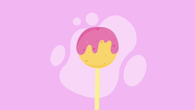 sweet yellow lollipop candy animation