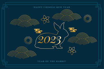 2023 chinese new year background in line style