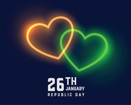 glowing neon heart background for indian republic day