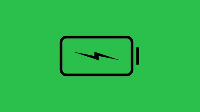 low battery symbol on green screen background motion graphic effects. 