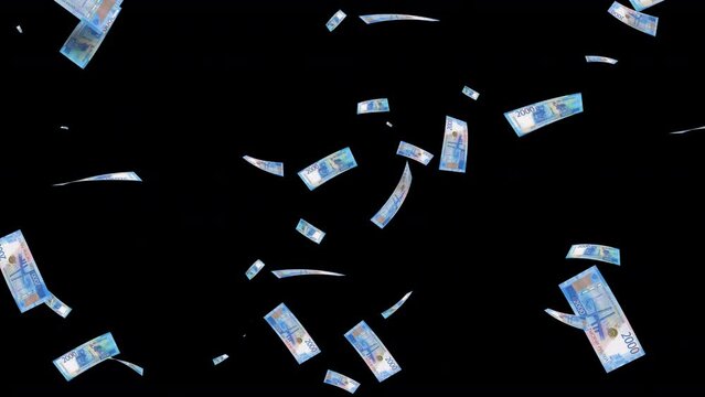 Two Thousand Russian Ruble Bills in Alpha Channel