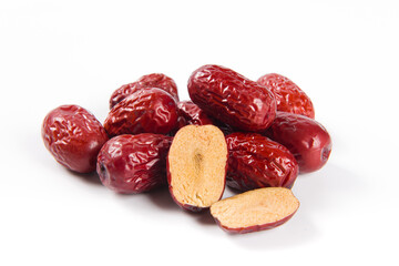 dried red dates isolated on white background