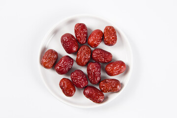 dried red dates isolated on white background