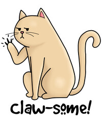 Animal Puns Cat Clawsome PNG