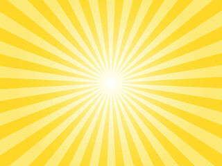 Sunburst yellow rays pattern. Radial sunburst ray background vector illustration. Retro style background as design element.