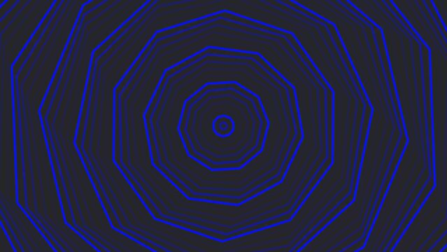 Blue spin decagon star simple flat geometric on dark grey black background loop. Starry spinning decagonal radio waves endless creative animation. 