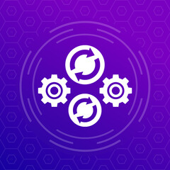 iteration icon with gears, vector