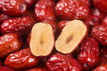 jujube,close up of dried red dates background