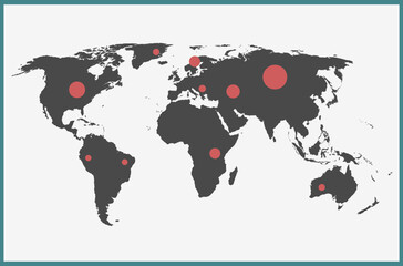 world map with red dots for infographics