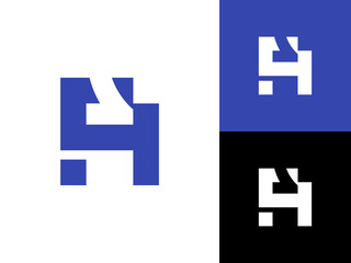 Lettering monochrome logo mark and brand identity design using grid system, Letter h logo mark and app icon