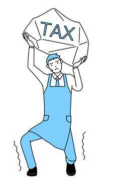 man carrying tax burden, blue apron clip art preview