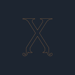X Logo Design of line art x Template Illustration