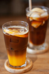 Glass of americano mixed with orange juice