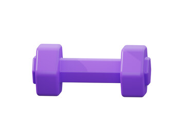 Equipment gym dumble purple isoled white background. 3d rendering