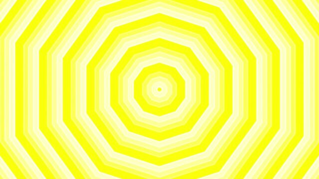 Yellow decagon star simple flat geometric on white background loop. Starry decagonal radio waves endless creative animation. Stars seamless motion graphic backdrop. Astra radar sonar rings design.