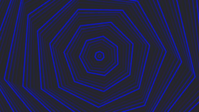 Blue spin decagon star simple flat geometric on dark grey black background loop. Starry decagonal radio waves endless creative animation. 