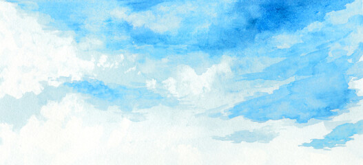 爽やかな夏の青空をイメージした水彩背景　アブストラクト