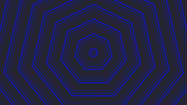 Blue decagon star simple flat geometric on dark grey black background loop. Starry decagonal spinning radio waves endless creative animation. 