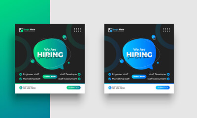 We are hiring job vacancy social media post or square web banner template design